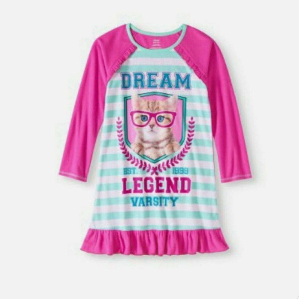 10/$50 Komar Kids Dream Legebd Varsity Home Sleeperwear Dress Size XL (14-16)
